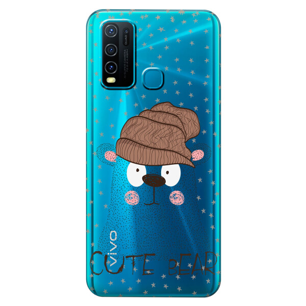 

Прозрачный силиконовый чехол iSwag для Vivo Y30 с рисунком - Медведь (KS5459)