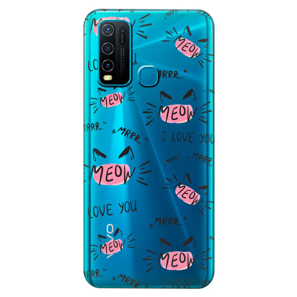 

Прозрачный силиконовый чехол iSwag для Vivo Y30 с рисунком - Кошачьи мордочки (KS5461)