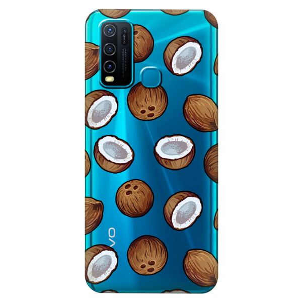 

Прозрачный силиконовый чехол iSwag для Vivo Y30 с рисунком - Кокосы (KS5464)