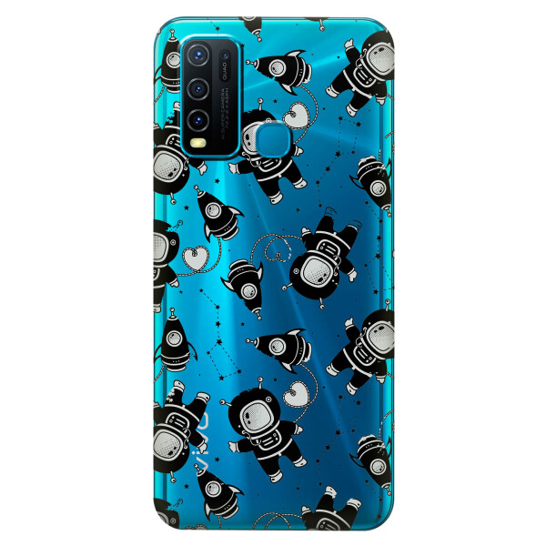 

Прозрачный силиконовый чехол iSwag для Vivo Y30 с рисунком - Космонавты (KS5469)