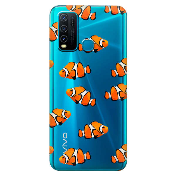 

Прозрачный силиконовый чехол iSwag для Vivo Y30 с рисунком - Рыбки (KS5491)