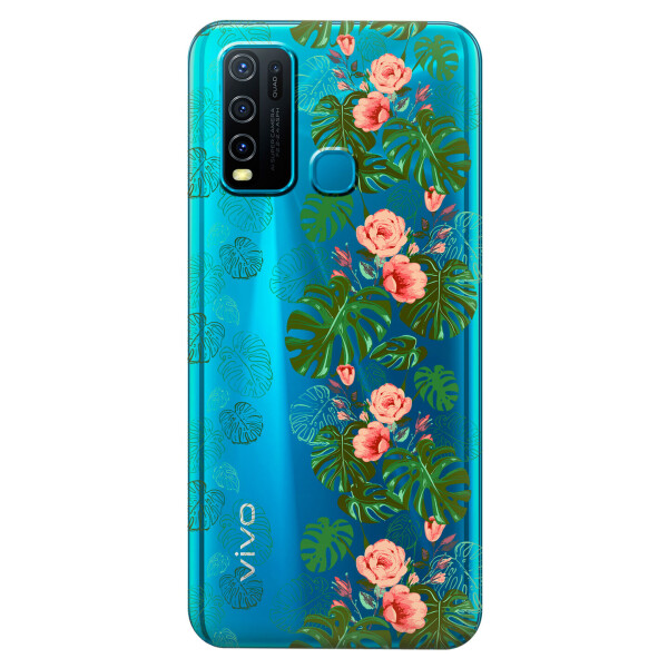 

Прозрачный силиконовый чехол iSwag для Vivo Y30 с рисунком - Тропические листья (KS5494)