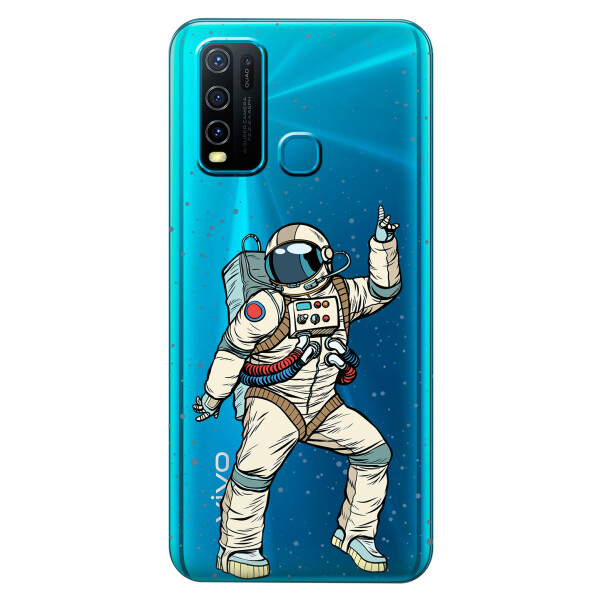 

Прозрачный силиконовый чехол iSwag для Vivo Y30 с рисунком - Веселый космонавт (KS5502)