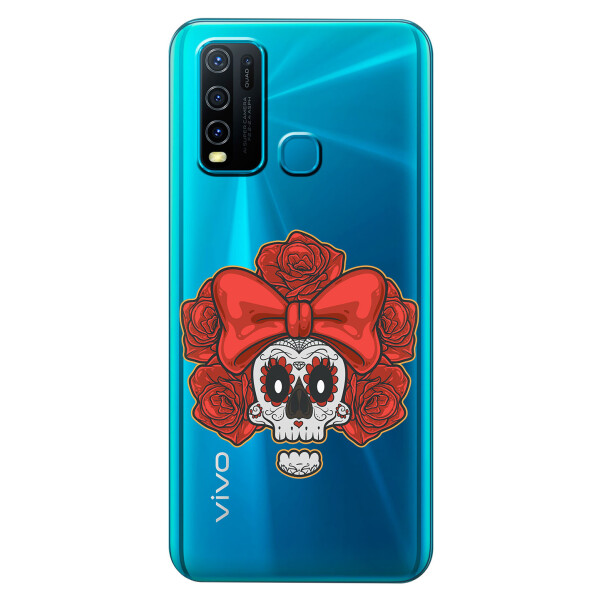 

Прозрачный силиконовый чехол iSwag для Vivo Y30 с рисунком - Готический череп (KS5504)