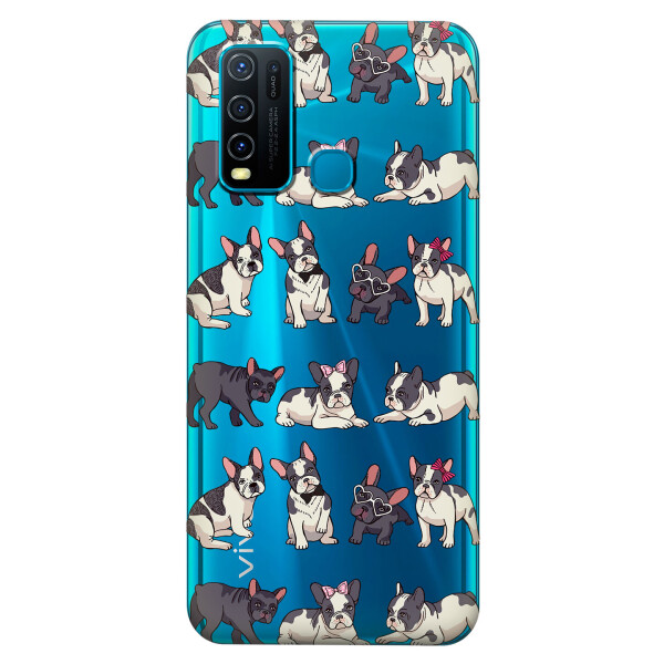

Прозрачный силиконовый чехол iSwag для Vivo Y30 с рисунком - Маленькие бульдоги (KS5508)