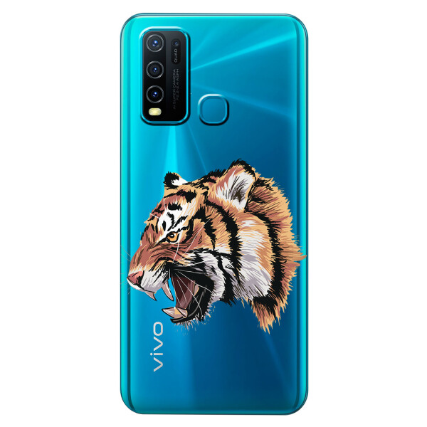 

Прозрачный силиконовый чехол iSwag для Vivo Y30 с рисунком - Тигр (KS5513)