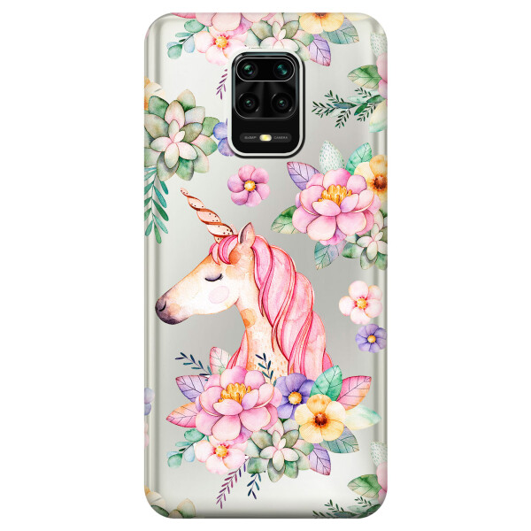 

Силиконовый чехол iSwag для Xiaomi Redmi Note 9s Единорог в цветах (KS2545)