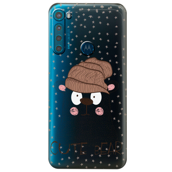 

Прозрачный силиконовый чехол iSwag для Motorola One Fusion с рисунком - Медведь (KS5534)