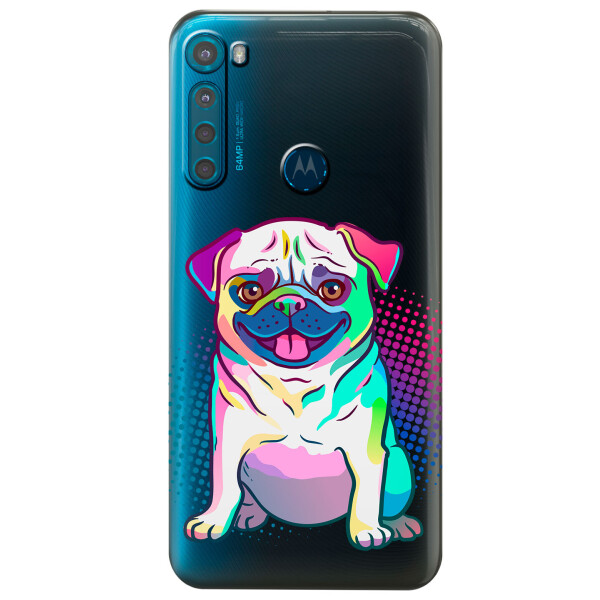 

Прозрачный силиконовый чехол iSwag для Motorola One Fusion с рисунком - Мопс (KS5585)