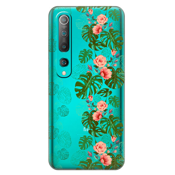 

Прозрачный силиконовый чехол iSwag для Xiaomi Mi 10 Тропические листья (KS2644)