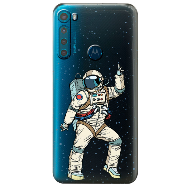 

Прозрачный силиконовый чехол iSwag для Motorola One Fusion Plus с рисунком - Веселый космонавт (KS5652)