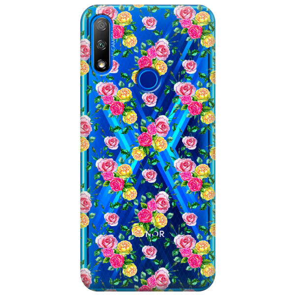 

Прозрачный силиконовый чехол iSwag для Huawei Honor 9X с рисунком - Розы (KS2676)