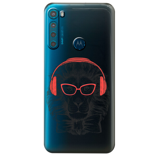 

Прозрачный силиконовый чехол iSwag для Motorola One Fusion Plus с рисунком - Лев (KS5657)