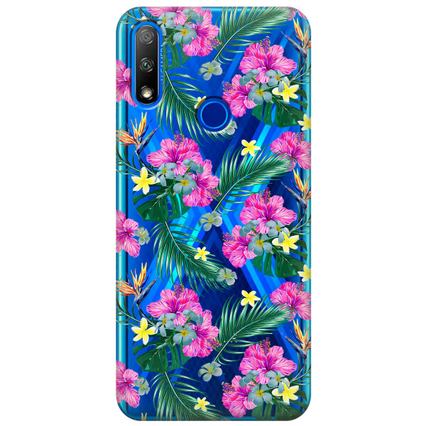 

Прозрачный силиконовый чехол iSwag для Huawei Honor 9X с рисунком - Тропические цветы (KS2679)