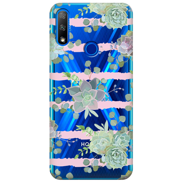 

Прозрачный силиконовый чехол iSwag для Huawei Honor 9X с рисунком - Суккуленты (KS2691)