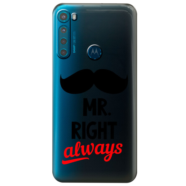 

Прозрачный силиконовый чехол iSwag для Motorola One Fusion Plus с рисунком - Mr Right (KS5670)