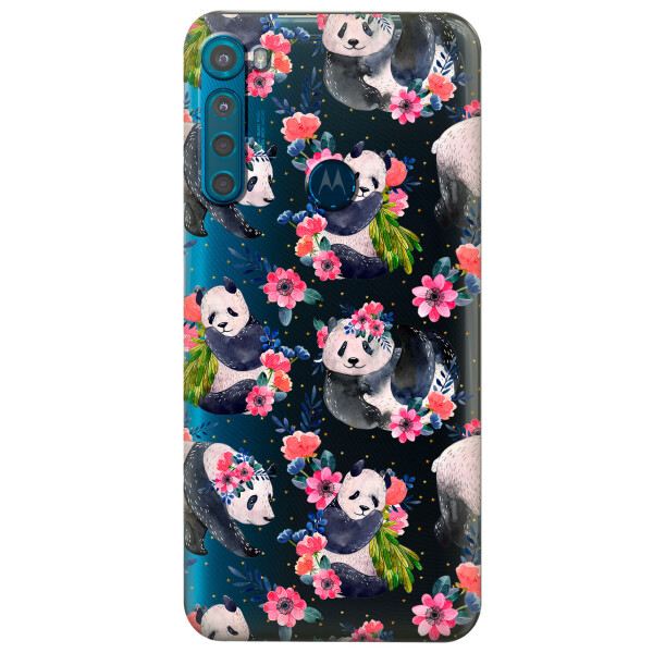 

Прозрачный силиконовый чехол iSwag для Motorola One Fusion Plus с рисунком - Пандочки (KS5673)