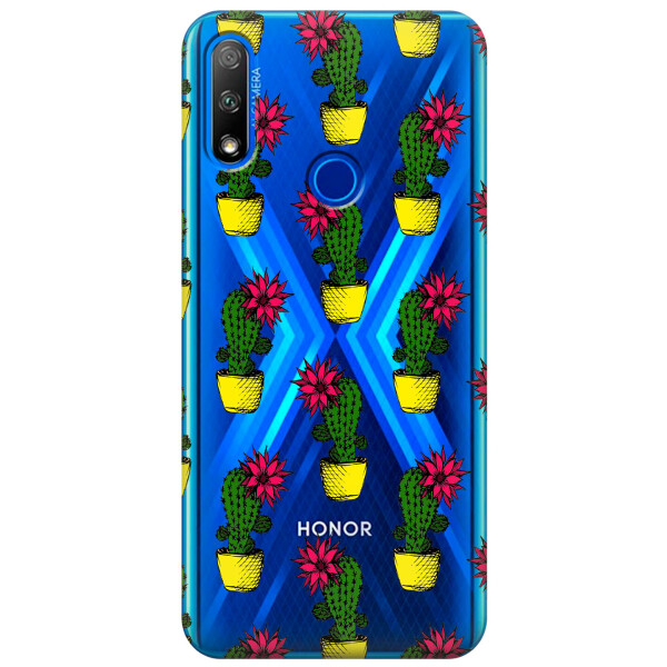 

Прозрачный силиконовый чехол iSwag для Huawei Honor 9X с рисунком - Кактусы (KS2703)