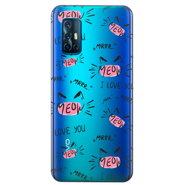 

Прозрачный силиконовый чехол iSwag для Vivo V19 с рисунком - Кошачьи мордочки (KS5686)