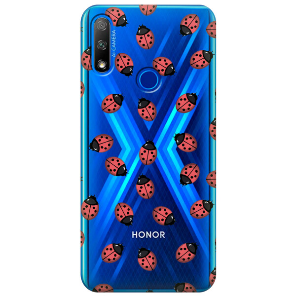

Прозрачный силиконовый чехол iSwag для Huawei Honor 9X с рисунком - Божьи коровки (KS2708)