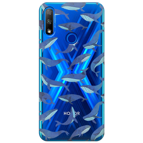 

Прозрачный силиконовый чехол iSwag для Huawei Honor 9X с рисунком - Киты (KS2709)
