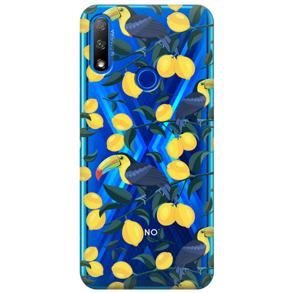 

Прозрачный силиконовый чехол iSwag для Huawei Honor 9X с рисунком - Туканы и лимоны (KS2710)