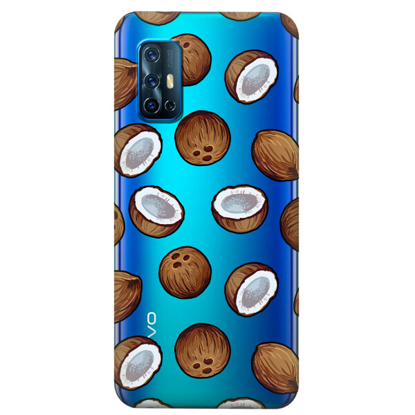 

Прозрачный силиконовый чехол iSwag для Vivo V19 с рисунком - Кокосы (KS5689)