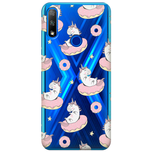 

Прозрачный силиконовый чехол iSwag для Huawei Honor 9X с рисунком - Единороги на пончиках (KS2711)