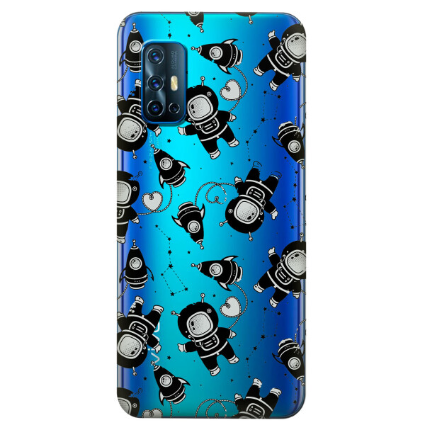 

Прозрачный силиконовый чехол iSwag для Vivo V19 с рисунком - Космонавты (KS5694)