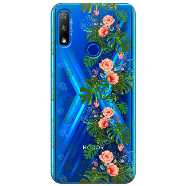 

Прозрачный силиконовый чехол iSwag для Huawei Honor 9X с рисунком - Тропические листья (KS2719)