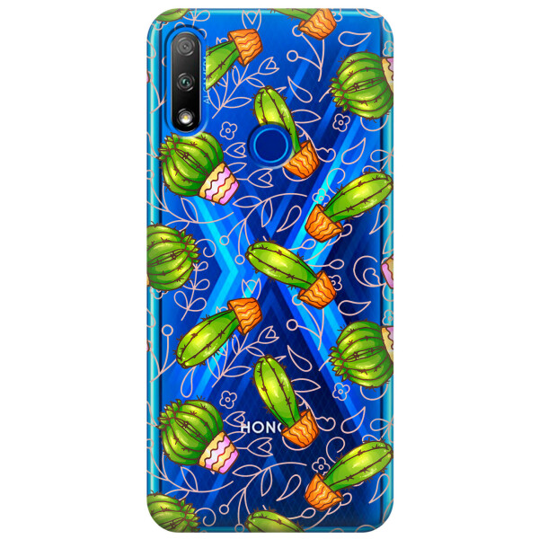 

Прозрачный силиконовый чехол iSwag для Huawei Honor 9X с рисунком - Арт кактусы (KS2724)
