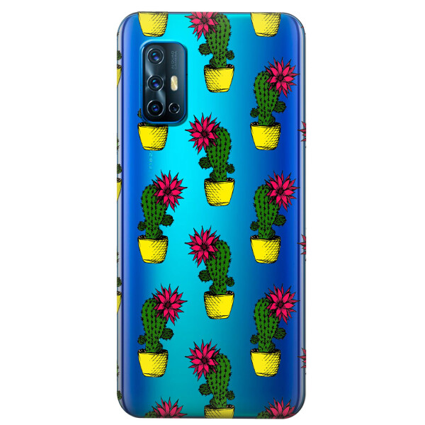 

Прозрачный силиконовый чехол iSwag для Vivo V19 с рисунком - Кактусы (KS5703)