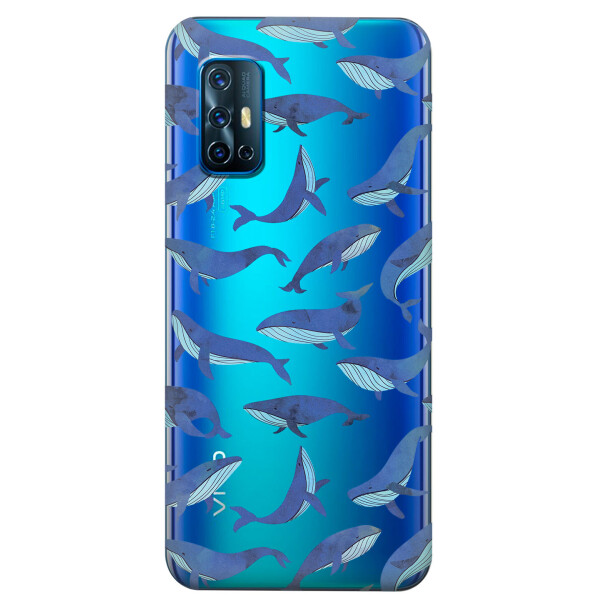 

Прозрачный силиконовый чехол iSwag для Vivo V19 с рисунком - Киты (KS5709)