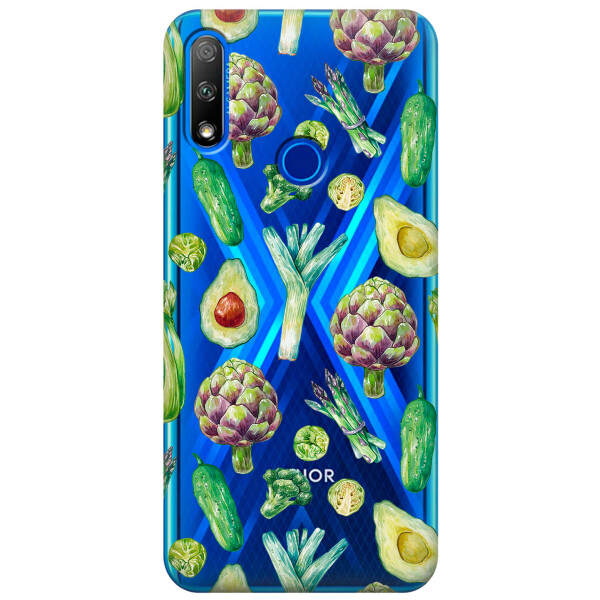 

Прозрачный силиконовый чехол iSwag для Huawei Honor 9X с рисунком - Полезная еда (KS2736)