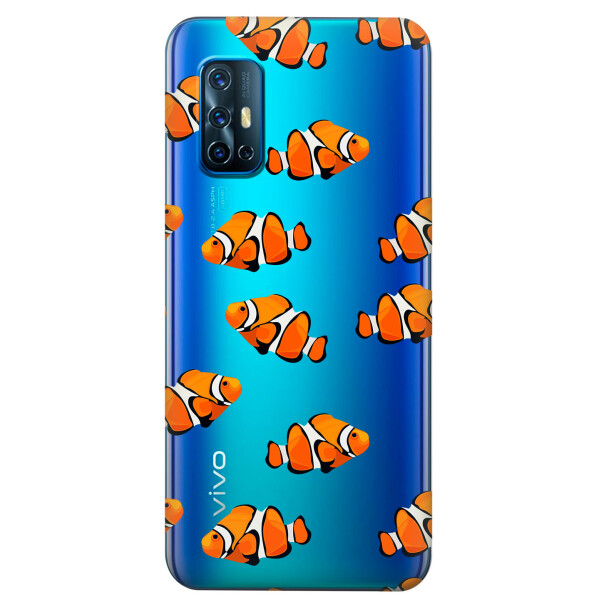 

Прозрачный силиконовый чехол iSwag для Vivo V19 с рисунком - Рыбки (KS5716)