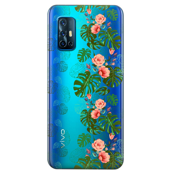 

Прозрачный силиконовый чехол iSwag для Vivo V19 с рисунком - Тропические листья (KS5719)