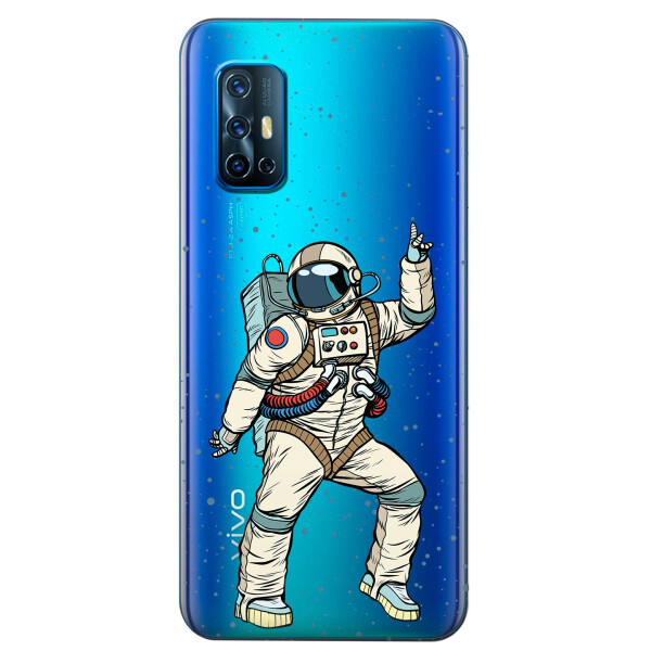 

Прозрачный силиконовый чехол iSwag для Vivo V19 с рисунком - Веселый космонавт (KS5727)