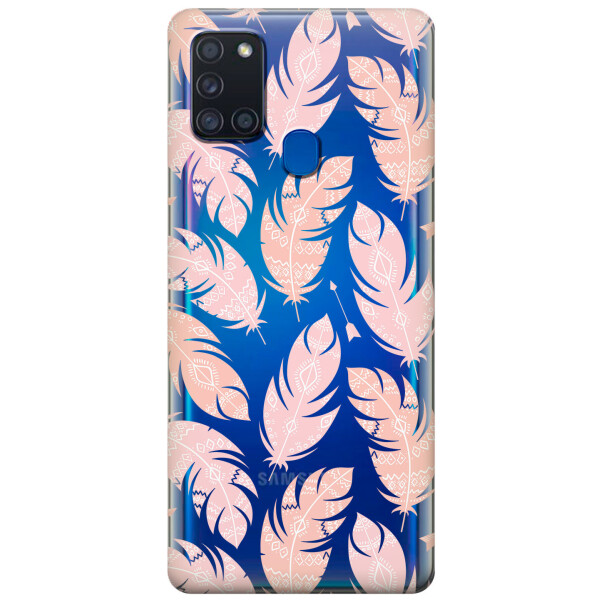 

Силиконовый чехол iSwag для Samsung Galaxy A21s Розовые перья (KS2752)