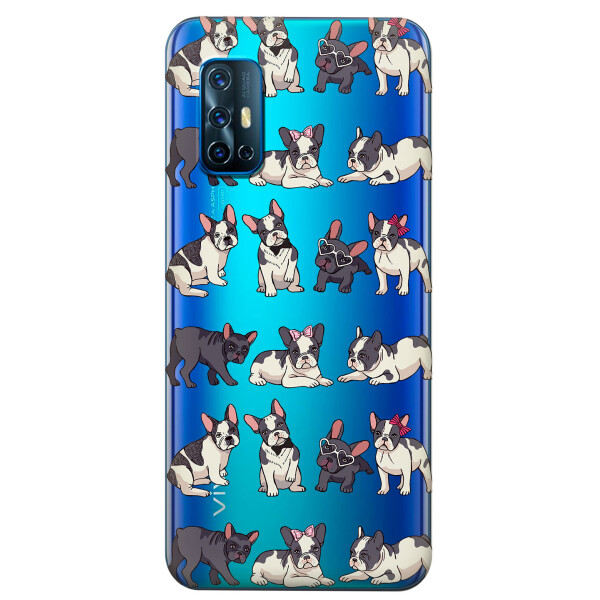 

Прозрачный силиконовый чехол iSwag для Vivo V19 с рисунком - Маленькие бульдоги (KS5733)