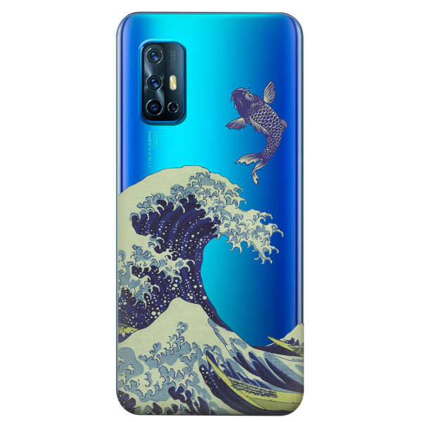 

Прозрачный силиконовый чехол iSwag для Vivo V19 с рисунком - Большая волна в Канагаве (KS5750)