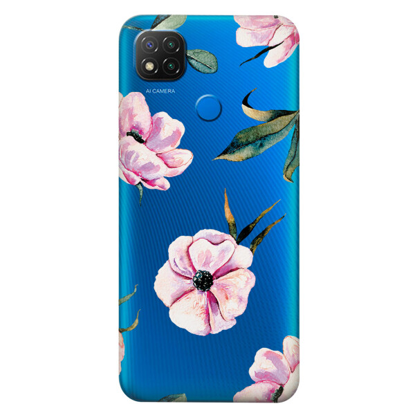 

Прозрачный силиконовый чехол iSwag для Xiaomi Redmi 9C с рисунком - Пионы (KS5758)