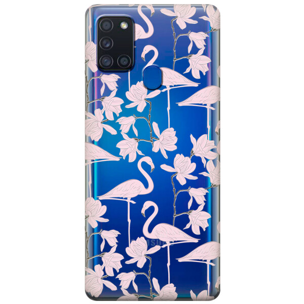 

Силиконовый чехол iSwag для Samsung Galaxy A21s Розовые фламинго (KS2789)