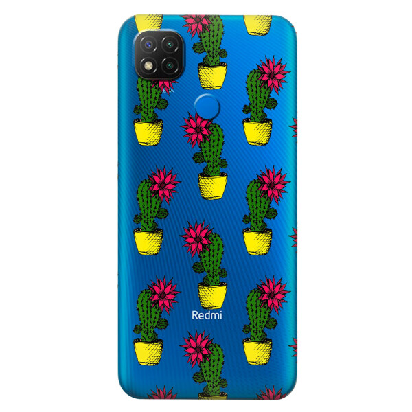 

Прозрачный силиконовый чехол iSwag для Xiaomi Redmi 9C с рисунком - Кактусы (KS5778)