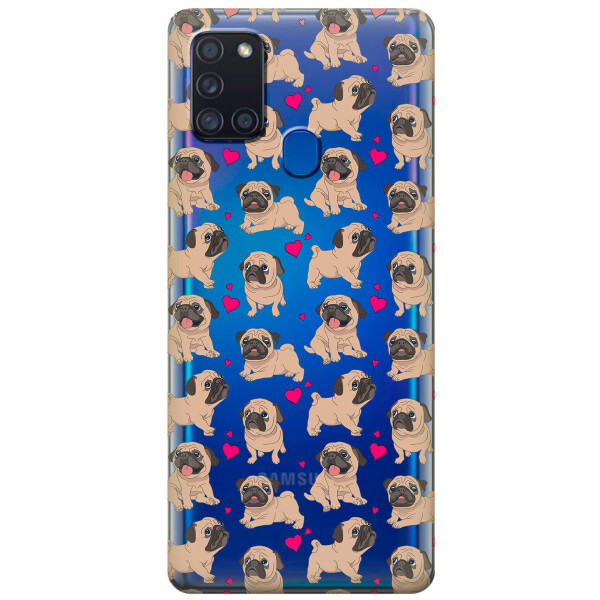 

Силиконовый чехол iSwag для Samsung Galaxy A21s Влюбленные мопсы (KS2803)