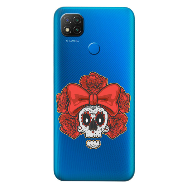 

Прозрачный силиконовый чехол iSwag для Xiaomi Redmi 9C с рисунком - Готический череп (KS5804)