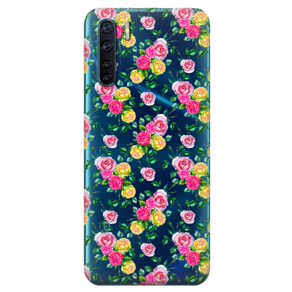 

Прозрачный силиконовый чехол iSwag для OPPO A91 с рисунком - Розы (KS5976)
