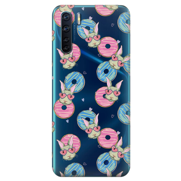 

Прозрачный силиконовый чехол iSwag для OPPO A91 с рисунком - Зайчики (KS5980)