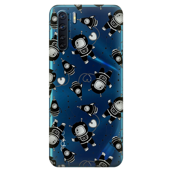 

Прозрачный силиконовый чехол iSwag для OPPO A91 с рисунком - Космонавты (KS5994)