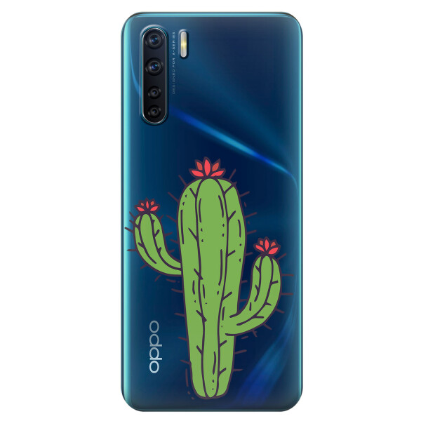 

Прозрачный силиконовый чехол iSwag для OPPO A91 с рисунком - Тропический кактус (KS5996)