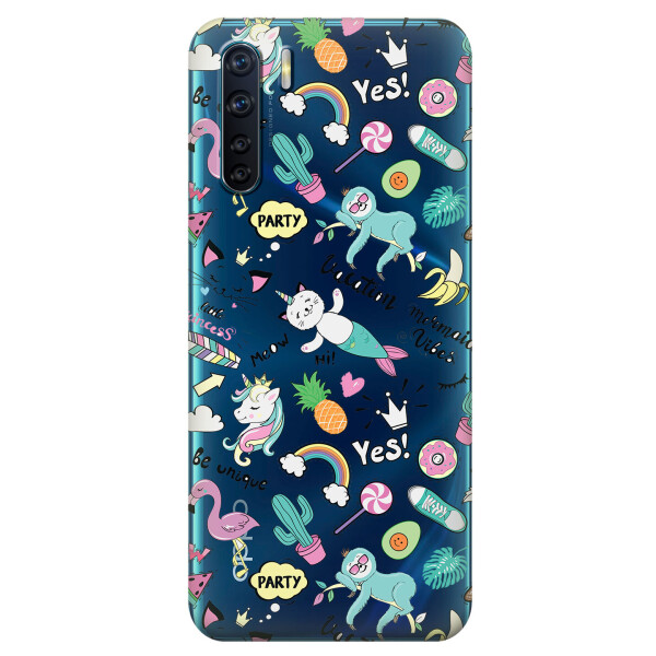

Прозрачный силиконовый чехол iSwag для OPPO A91 с рисунком - Летнее настроение (KS5997)